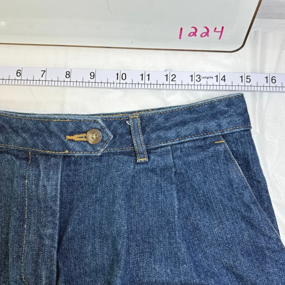 Basic Editions Womens High Rise Pleated Denim Shorts Blue Medium Wash Size 6 VTG